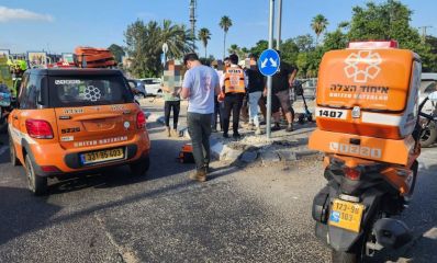 זירת תאונת דרכים בקוגל חולון עם צוותים של איחוד צלה. צילום: איחוד הצלה